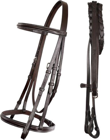 Exion Traditionally Hunter Bridle with Laced Reins | Premium Leather English Bridle for Horses | Jumping Snaffle Bridle | Equestrian Tack for Show Ring, Schooling & Training in Saudi Arabia