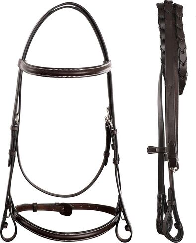 Exion Traditionally Hunter Bridle with Laced Reins | Premium Leather English Bridle for Horses | Jumping Snaffle Bridle | Equestrian Tack for Show Ring, Schooling & Training in Saudi Arabia
