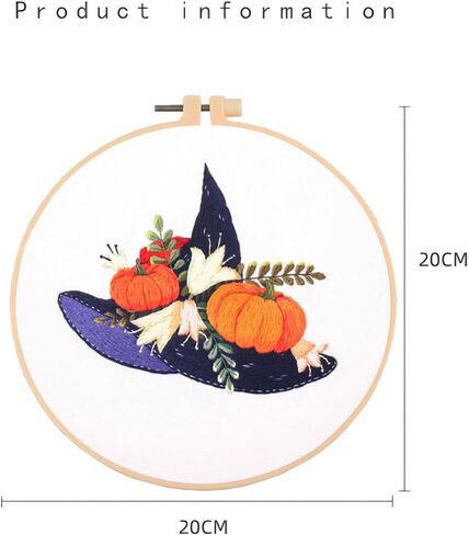 Chenflying 1 Set Embroidery Starter Kit with Halloween Pattern, Cross Stitch Kit for Beginners Adults, Living Room DIY Decorations Craft Gifts (Beige) in Kuwait