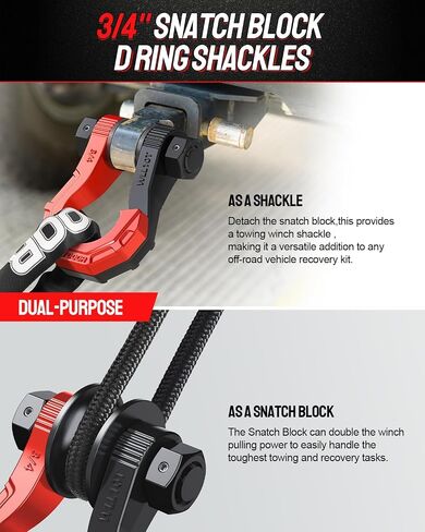 DAYDOOR Split D Ring Shackles, 45,000Lbs Break Strength Towing Winch Shackles, 3/4" Heavy Duty Shackles with 7/8" Screw Pin for Off Road Vehicle Recovery in Saudi Arabia