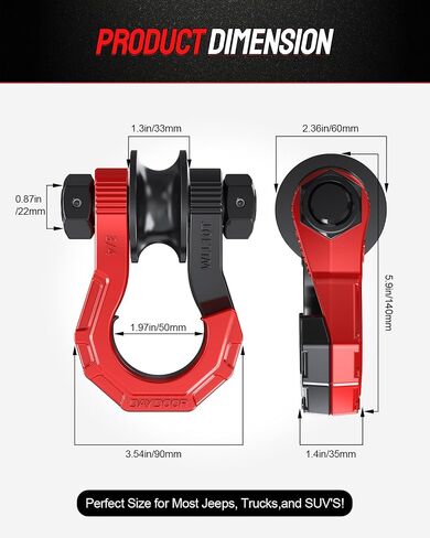 DAYDOOR Split D Ring Shackles, 45,000Lbs Break Strength Towing Winch Shackles, 3/4" Heavy Duty Shackles with 7/8" Screw Pin for Off Road Vehicle Recovery in Saudi Arabia