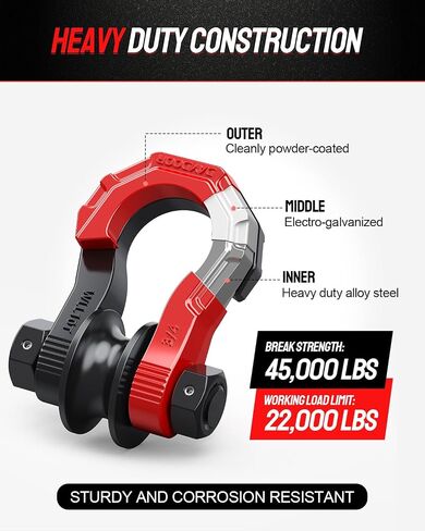 DAYDOOR Split D Ring Shackles, 45,000Lbs Break Strength Towing Winch Shackles, 3/4" Heavy Duty Shackles with 7/8" Screw Pin for Off Road Vehicle Recovery in Saudi Arabia