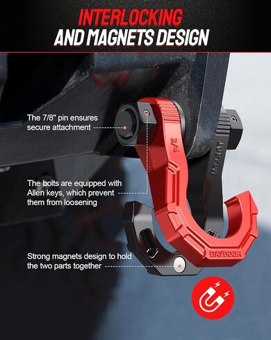 DAYDOOR Split D Ring Shackles, 45,000Lbs Break Strength Towing Winch Shackles, 3/4" Heavy Duty Shackles with 7/8" Screw Pin for Off Road Vehicle Recovery in Saudi Arabia