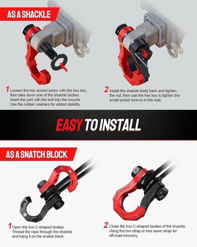DAYDOOR Split D Ring Shackles, 45,000Lbs Break Strength Towing Winch Shackles, 3/4" Heavy Duty Shackles with 7/8" Screw Pin for Off Road Vehicle Recovery in Saudi Arabia
