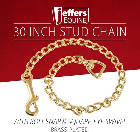 Jeffers Equine Horse Lead Chain 4 mm with Bolt Snap & Swivel Eye End – 30" Brass Plated Stud Chain for Halter, Lead Rope, Tack, Training, Livestock, Stallion, Pony, Farm, Stable Use in Saudi Arabia