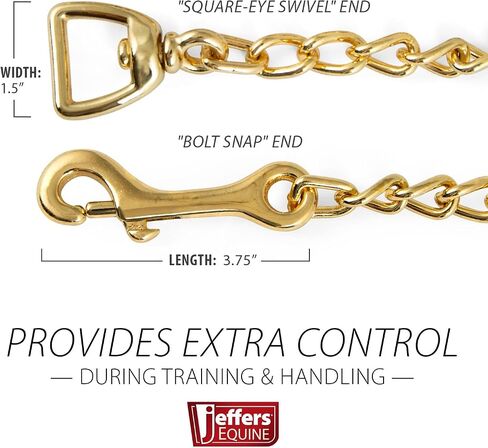 Jeffers Equine Horse Lead Chain 4 mm with Bolt Snap & Swivel Eye End – 30" Brass Plated Stud Chain for Halter, Lead Rope, Tack, Training, Livestock, Stallion, Pony, Farm, Stable Use in Saudi Arabia