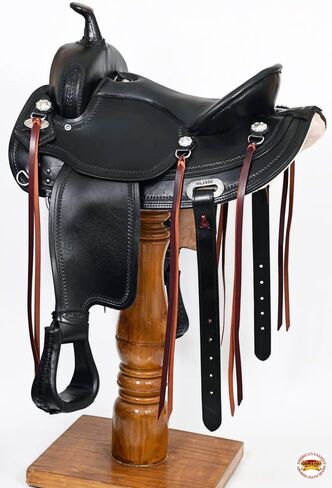 HILASON Western Horse Wide Gullet Trail Black American Leather Saddle | Draft for Horses in Kuwait