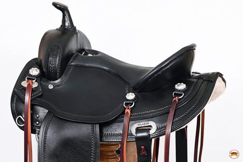 HILASON Western Horse Wide Gullet Trail Black American Leather Saddle | Draft for Horses in Kuwait