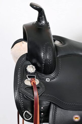HILASON Western Horse Wide Gullet Trail Black American Leather Saddle | Draft for Horses in Kuwait