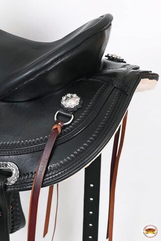 HILASON Western Horse Wide Gullet Trail Black American Leather Saddle | Draft for Horses in Kuwait