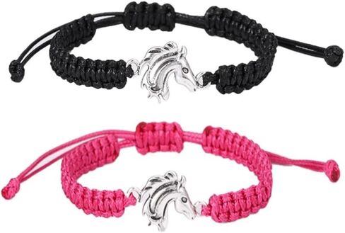 WCRAZYE 2 Pcs Horse Bracelet Adjustable Charm Hose Weave Bracelets for Horse Lovers in Saudi Arabia