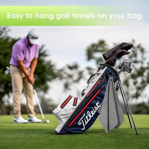 PEASUG 3 Pack Golf Towels (16" x 16"), Absorbent Waffle Pattern Golf Towel for Golf Bag, Tri-Fold Portable Microfiber Golf Towels for Men & Women with Carabiner Clip, Gray/Red/Black in Saudi Arabia