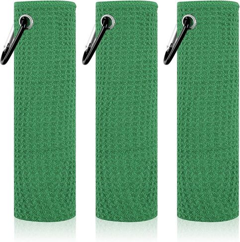 PEASUG 3 Pack Golf Towels (16" x 16"), Absorbent Waffle Pattern Golf Towel for Golf Bag, Tri-Fold Portable Microfiber Golf Towels for Men & Women with Carabiner Clip, Gray/Red/Black in Saudi Arabia