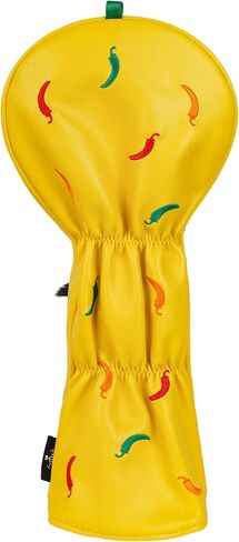Golf Headcovers Golf Club Head Covers Chili Peppe - Mexico Style Premium Leather Driver Fairway(FW) Wood Hybrid(UT) with Number Tags Taco Fire Chili Sauce Pattern in Saudi Arabia
