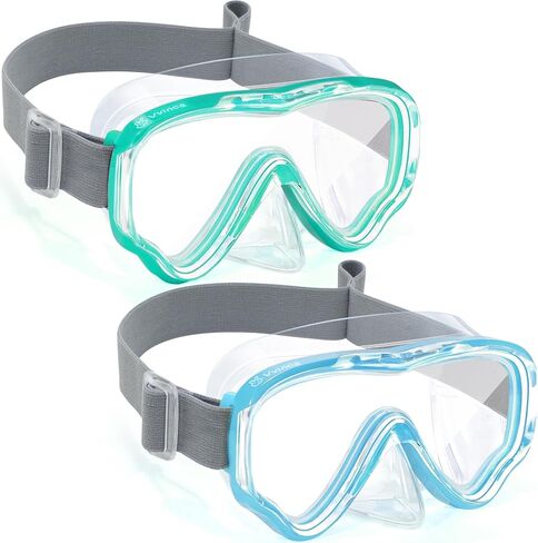 Vvinca Kids-Goggles with Nose Cover, Diving Mask Elastic Fabric Strap Anti Fog Anti Shattered Lens for Kids Swim Goggles 3-14 in Kuwait