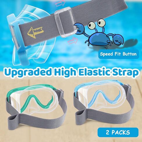 Vvinca Kids-Goggles with Nose Cover, Diving Mask Elastic Fabric Strap Anti Fog Anti Shattered Lens for Kids Swim Goggles 3-14 in Kuwait
