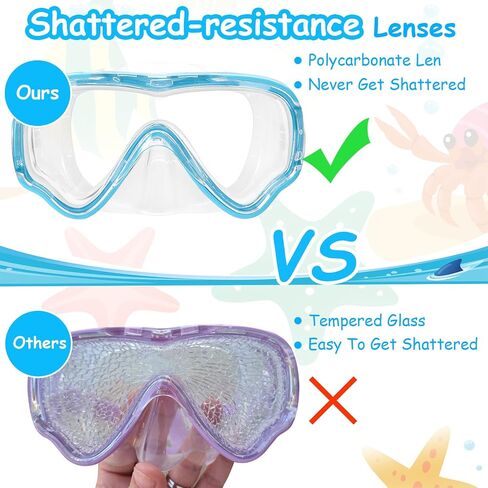 Vvinca Kids-Goggles with Nose Cover, Diving Mask Elastic Fabric Strap Anti Fog Anti Shattered Lens for Kids Swim Goggles 3-14 in Kuwait