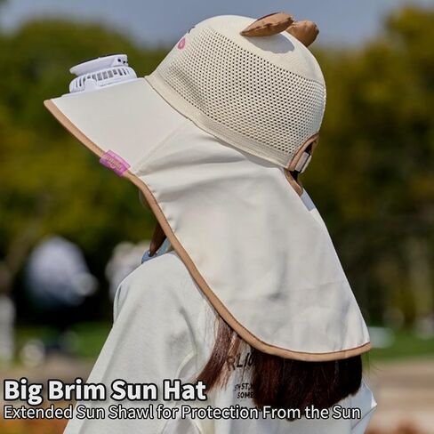 Kids Sun Hat مع المعجبين بالطاقة الشمسية ، قبعات شاطئية عريضة Boy Boy Boy Beach UPF50+ حماية من أشعة الشمس للأطفال المشي لمسافات طويلة والتخييم in Kuwait