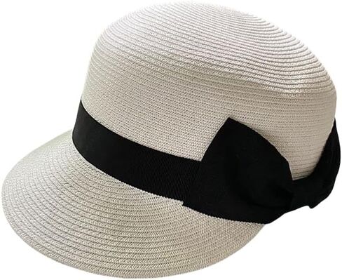 Straw Baseball Cap with Bow, Summer Sun Protection Hat, Beach Equestrian Style, Available in Beige and Black in Saudi Arabia