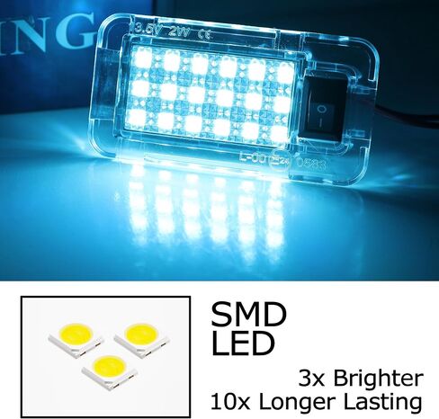 iJDMTOY Super Bright 2W High Power Xenon White Full LED Trunk Cargo Area Light w/Switch Compatible with Lexus, Compatible with Toyota, Powered by 18-SMD LED Diodes in Saudi Arabia