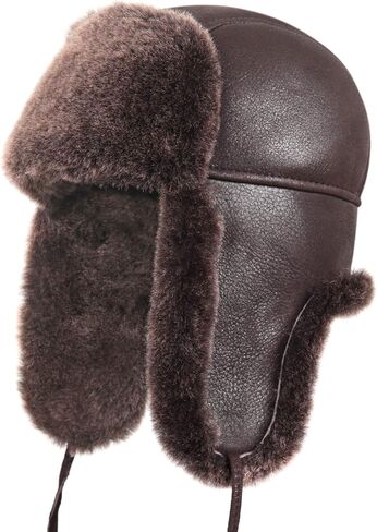 Kids Shearling Sheepskin Aviator Hat – Leather Winter Ushanka with Ear Flaps in Saudi Arabia
