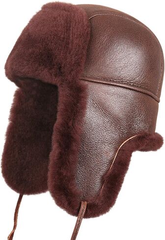 Kids Shearling Sheepskin Aviator Hat – Leather Winter Ushanka with Ear Flaps in Saudi Arabia