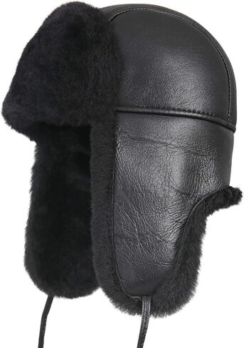 Kids Shearling Sheepskin Aviator Hat – Leather Winter Ushanka with Ear Flaps in Saudi Arabia