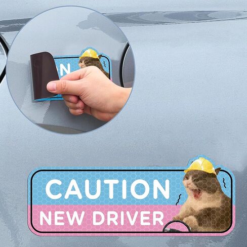 CNhoqc New Driver Car Magnet - 4pcs Crying Cat Student Driver Cartoon Nervous Cat Reflective Safety Sign Bumper Caution Reusable Sticker Christmas Winter Xmas New Year Gifts in Kuwait