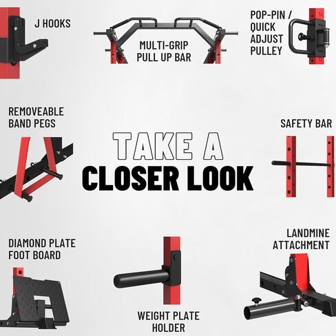 Mikolo Power Cage, Power Rack with Cable Crossover System, 1500LBS Squat Rack with LAT Pull Down System, Workout Cage with Pulley System for Fitness Home Gym in Kuwait