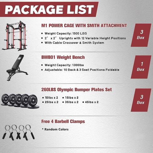 RitFit M1 & M1 Pro Smith Machine with Cable Crossover System, Multi-Function Squat Rack Power Cage for Home Gym, Power Rack and Packages in Kuwait