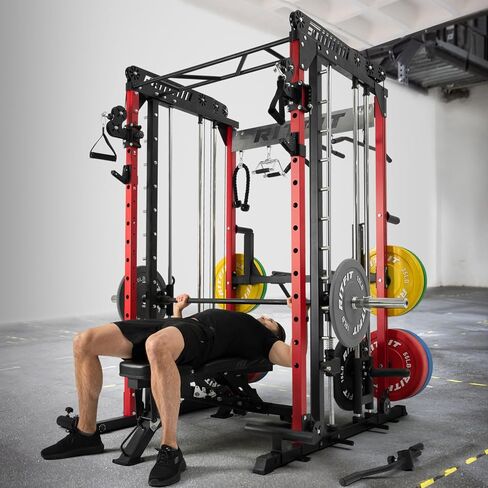 RitFit M1 & M1 Pro Smith Machine with Cable Crossover System, Multi-Function Squat Rack Power Cage for Home Gym, Power Rack and Packages in Kuwait