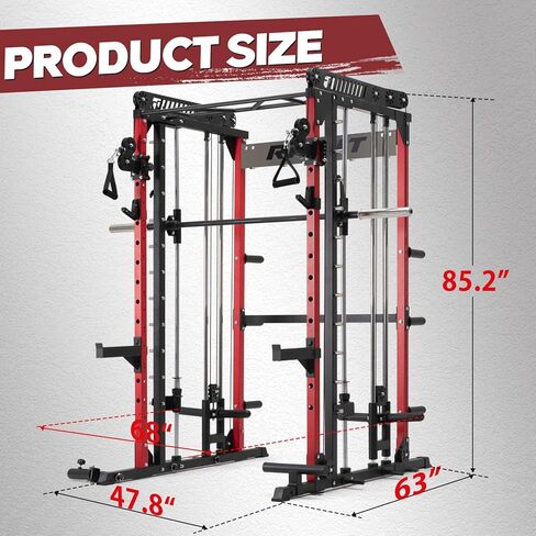 RitFit M1 & M1 Pro Smith Machine with Cable Crossover System, Multi-Function Squat Rack Power Cage for Home Gym, Power Rack and Packages in Kuwait