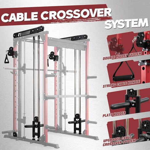 RitFit M1 & M1 Pro Smith Machine with Cable Crossover System, Multi-Function Squat Rack Power Cage for Home Gym, Power Rack and Packages in Kuwait
