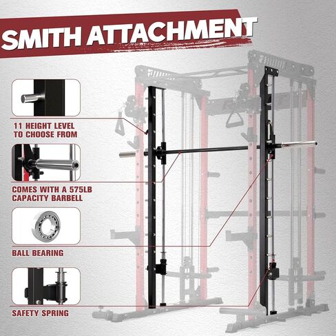 RitFit M1 & M1 Pro Smith Machine with Cable Crossover System, Multi-Function Squat Rack Power Cage for Home Gym, Power Rack and Packages in Kuwait