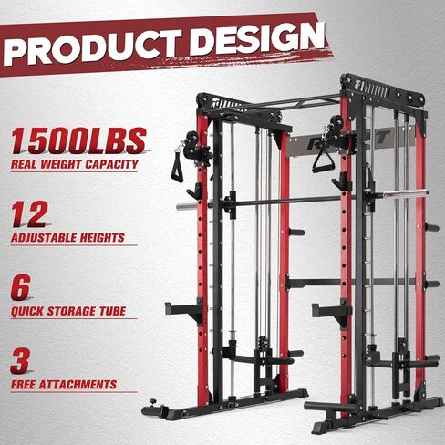 RitFit M1 & M1 Pro Smith Machine with Cable Crossover System, Multi-Function Squat Rack Power Cage for Home Gym, Power Rack and Packages in Kuwait