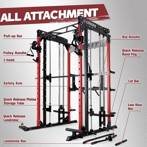 RitFit M1 & M1 Pro Smith Machine with Cable Crossover System, Multi-Function Squat Rack Power Cage for Home Gym, Power Rack and Packages in Kuwait