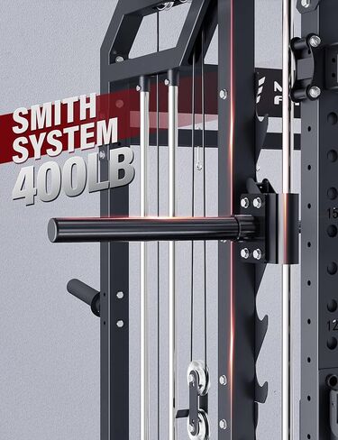 Major Fitness Drone2 Advanced Training Smith Machines-رف القرفصاء الصالة الرياضية المنزلية مع مجموعة بكرة الألومنيوم وبار الوزن وأنظمة LAT المزدوجة وآلة كروس الكابلات للتدريبات الكاملة للجسم in Kuwait