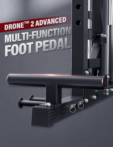 Major Fitness Drone2 Advanced Training Smith Machines-رف القرفصاء الصالة الرياضية المنزلية مع مجموعة بكرة الألومنيوم وبار الوزن وأنظمة LAT المزدوجة وآلة كروس الكابلات للتدريبات الكاملة للجسم in Kuwait