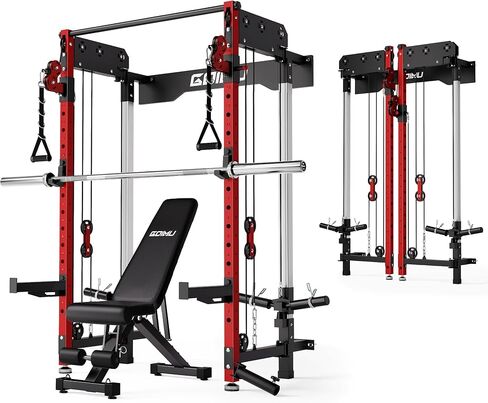 WM3-V4 Folding Squat Rack, Wall Mounted Power Rack with Dual Independent Pulley System, Functional Trainer with 5 Adjustable Function Modes for Space Saving Home Gym in Kuwait