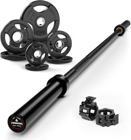 LIONSCOOL Premium 4ft/4.9ft/6ft Barbell for Strength Training and Olympic Weightlifting, 2 Inch Bar for Squats, Curls, Deadlifts, Presses, Hip Thrusts, 350lbs/500lbs/700lbs Weight Capacity in Saudi Arabia