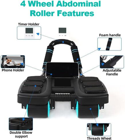 2025 New Automatic Rebound Ab Roller Wheel with Elbow Support & 4-Wheel Design - Core Exercise Equipment for Home Gym, Abdominal Workout Machine for Men/Women, Belly Fat Burner,Portable Fitness Roller Wheel in Saudi Arabia