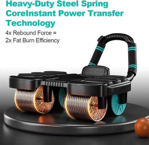 2025 New Automatic Rebound Ab Roller Wheel with Elbow Support & 4-Wheel Design - Core Exercise Equipment for Home Gym, Abdominal Workout Machine for Men/Women, Belly Fat Burner,Portable Fitness Roller Wheel in Saudi Arabia