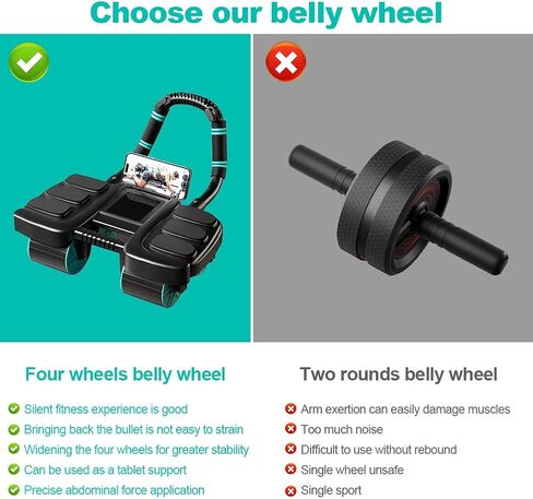 2025 New Automatic Rebound Ab Roller Wheel with Elbow Support & 4-Wheel Design - Core Exercise Equipment for Home Gym, Abdominal Workout Machine for Men/Women, Belly Fat Burner,Portable Fitness Roller Wheel in Saudi Arabia