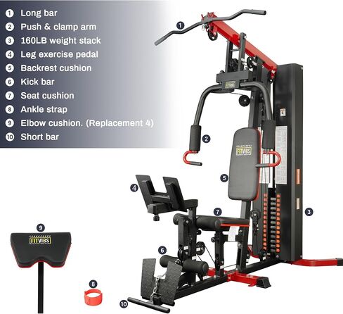 Home Gym, Multifunctional Workout Equipment with Leg Press, Exercise Equipment for Home with Pulley System in Kuwait