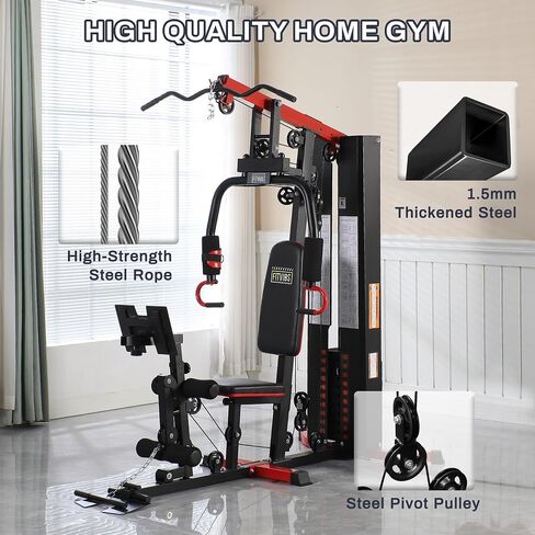 Home Gym, Multifunctional Workout Equipment with Leg Press, Exercise Equipment for Home with Pulley System in Kuwait