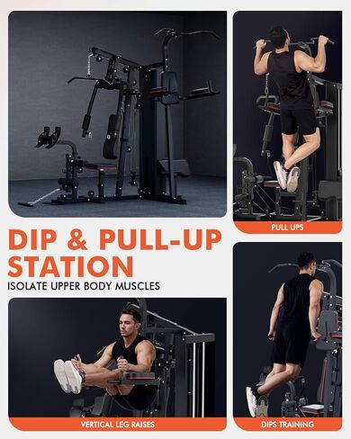 Mikolo Home Gym ، محطة تمرين مع مكدس الوزن 150 رطلاً ، معدات صالة رياضية متعددة الوظائف ، معدات تمرين للتدريب على قوة الجسم بالكامل in Kuwait