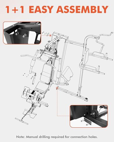 Mikolo Home Gym ، محطة تمرين مع مكدس الوزن 150 رطلاً ، معدات صالة رياضية متعددة الوظائف ، معدات تمرين للتدريب على قوة الجسم بالكامل in Kuwait