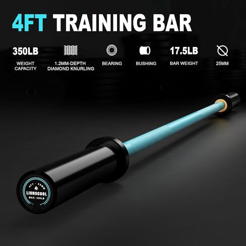 LIONSCOOL Premium 4ft/4.9ft/6ft Barbell for Strength Training and Olympic Weightlifting, 2 Inch Bar for Squats, Curls, Deadlifts, Presses, Hip Thrusts, 350lbs/500lbs/700lbs Weight Capacity in Saudi Arabia