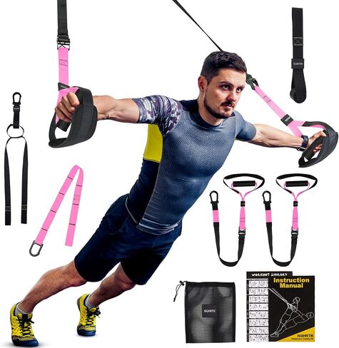 Home Suspension Training Kit with Suspension Trainer, Straps & Bands – Adjustable Full-Body Workout System for Home Gym, Yoga, Pilates, Travel | Compact Design in Kuwait