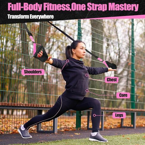 Home Suspension Training Kit with Suspension Trainer, Straps & Bands – Adjustable Full-Body Workout System for Home Gym, Yoga, Pilates, Travel | Compact Design in Kuwait